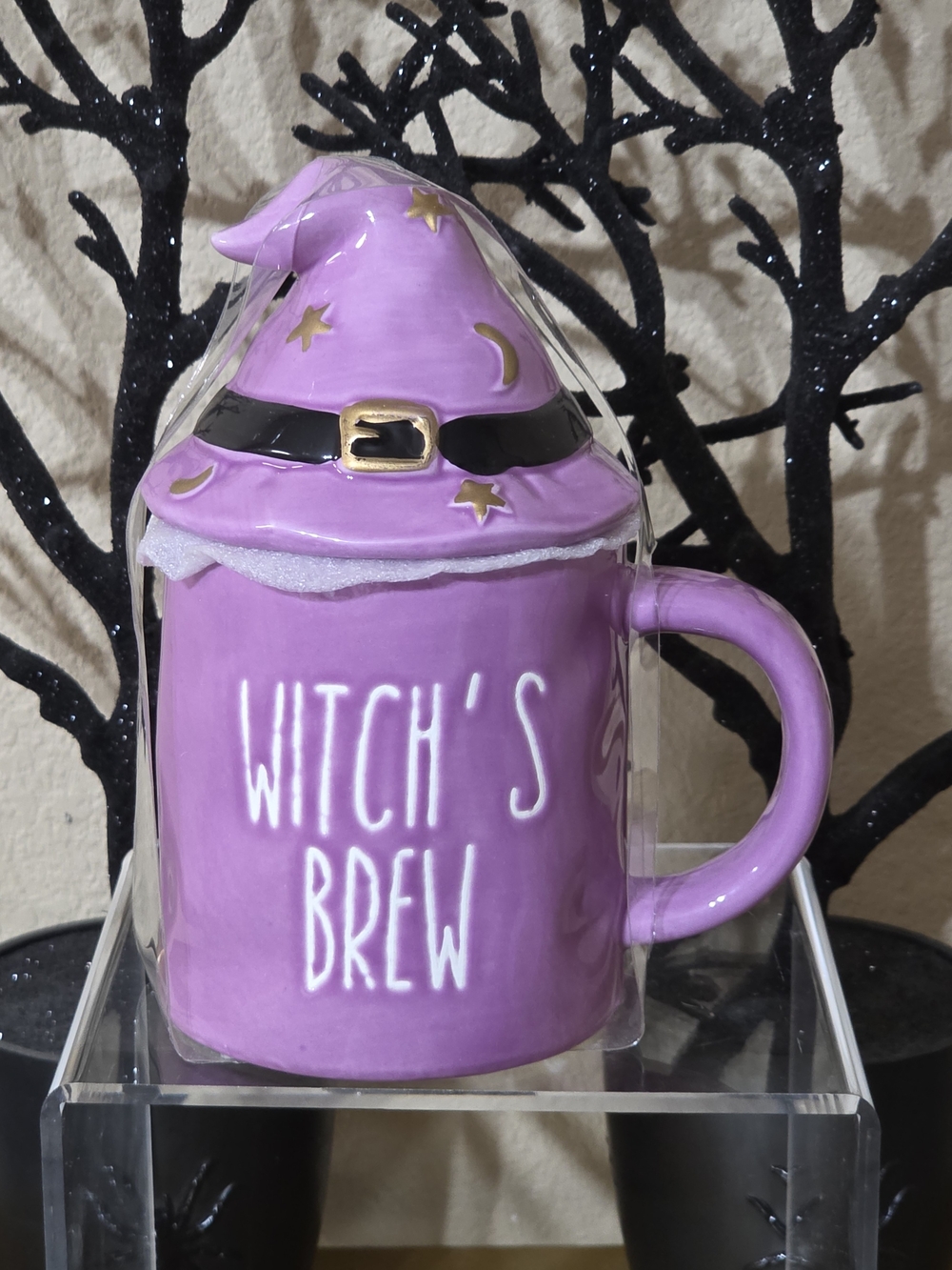 Purple Witch's Brew Ceramic Mug with Witch Hat Lid